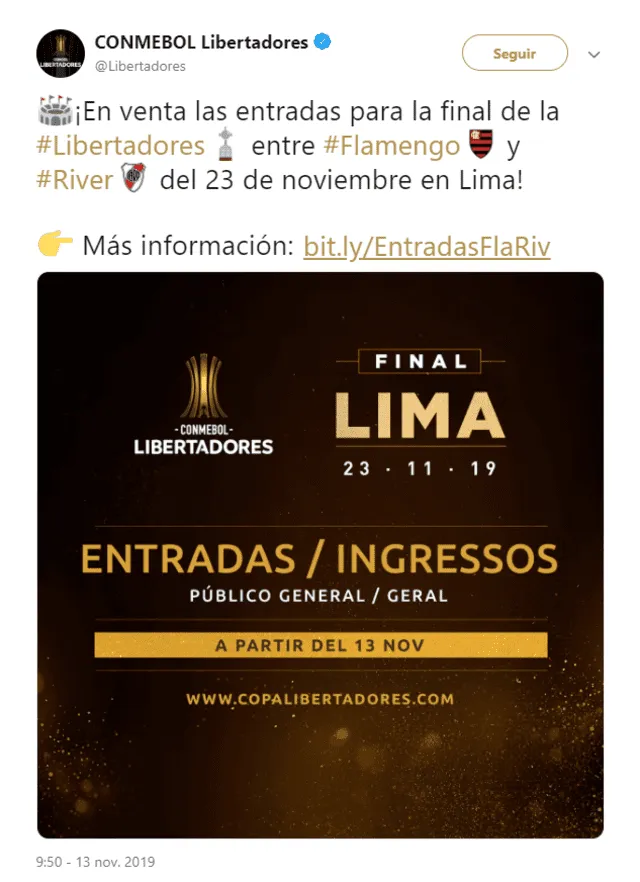 Entradas final Libertadores público en general