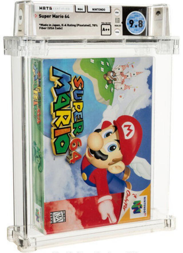 Parte frontal del cartucho de Super Mario 64. Foto: Heritage Auctions