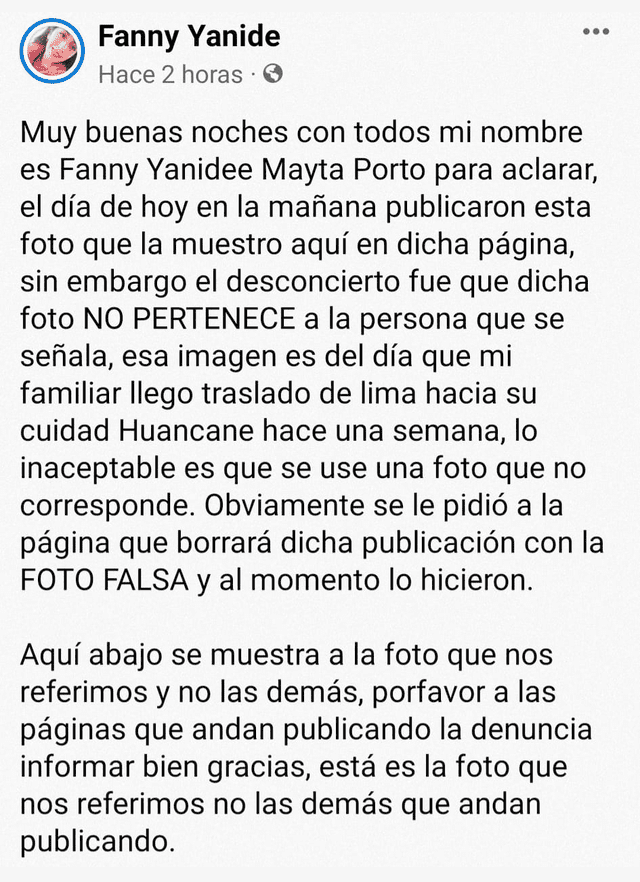 Aclaración de la denunciante Aclaración de la denunciante