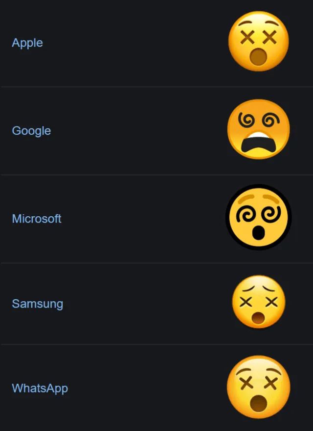 Emoji de "cara de mareo" en distintas apps