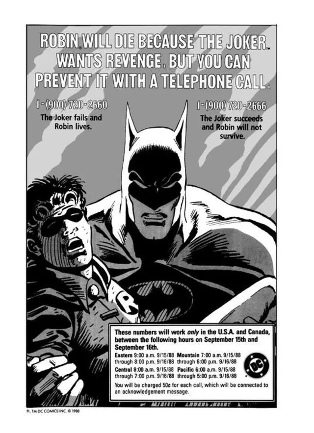 La página en donde se daba el número telefónico para decidir el destino de Robin.