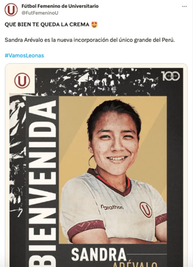 Sandra Arévalo se convirtió en el primer refuerzo de Universitario. Foto: Universitario Femenino.   