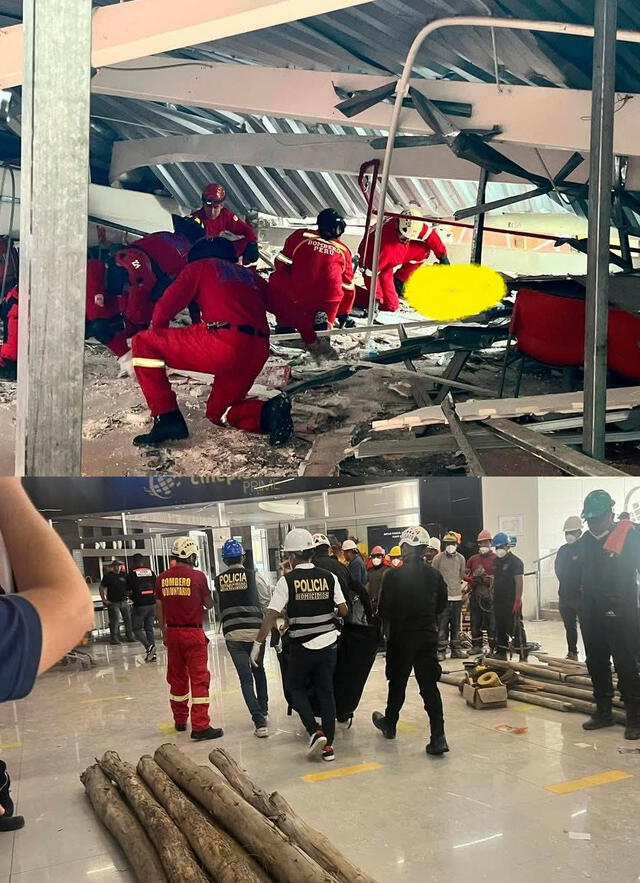 Equipo de bomberos y Policía Nacional realizando labores de rescate tras la tragedia. Foto: Difusión Equipo de bomberos y Policía Nacional realizando labores de rescate tras la tragedia. Foto: Difusión
