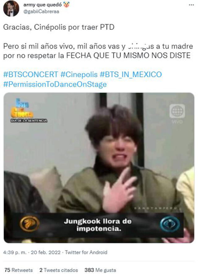 Reacciones a la preventa de la proyección en cines de México, del concierto de BTS. Foto: Twitter
