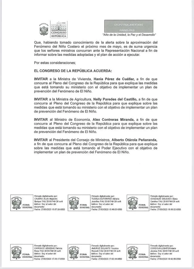  Documento que presentó Diego Bazán. Foto: Twitter/@martinhidalgo   