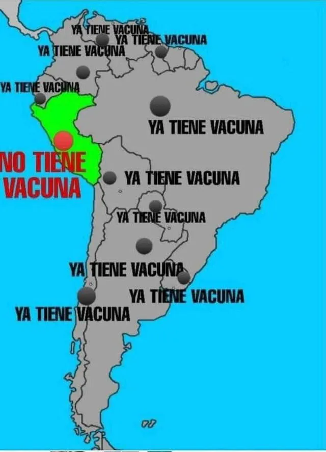 Publicación viral presenta información falsa sobre las vacunas en Sudamérica. Foto: captura de Facebook