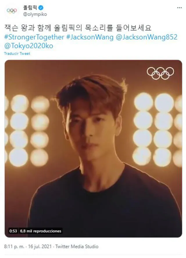 Cuenta de los Juegos Olímpicos (en coreano) presenta video de Jackson Wang. Foto: captura Twitter