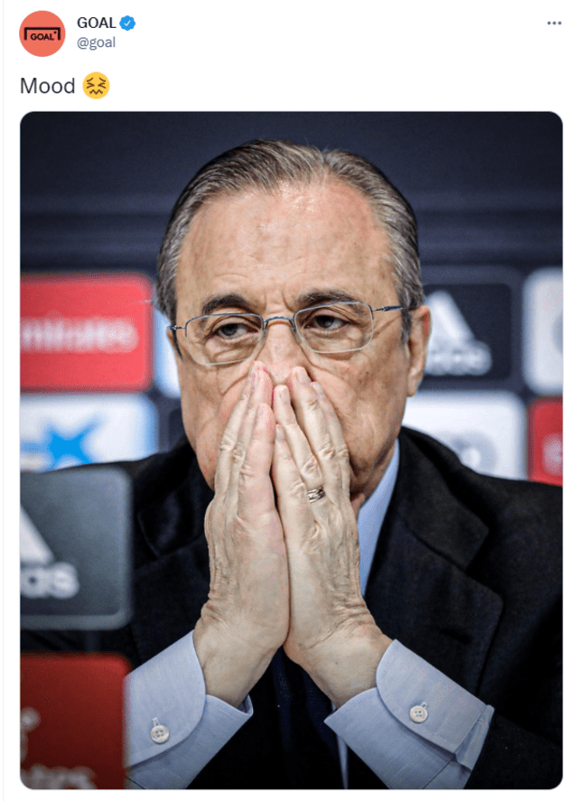 La imagen de Florentino Pérez también estuvo en los memes sobre el caso Mbappé. Foto: Twitter Goal.