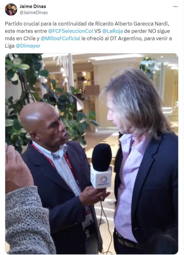 Ricardo Gareca ya dirigió en Colombia, entre el 2005 y 2006. Foto: captura de Jaime Dinas/X   