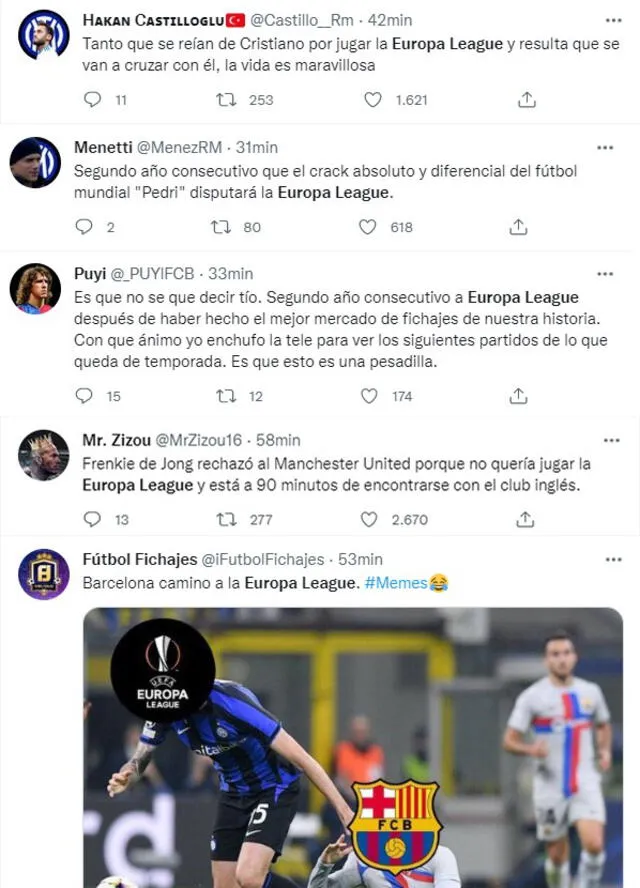 Comentarios de los hinchas sobre el Atlético de Madrid. Foto: captura de Twitter