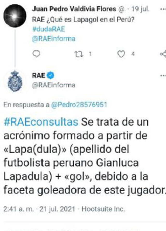 Publicación de RAE en Twitter sobre ‘Lapadgol’.