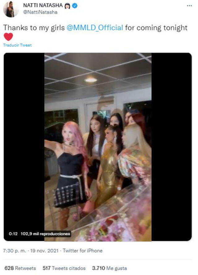 Natti Natasha invitó a su fiesta en Miami a MOMOLAND. Foto: Twitter