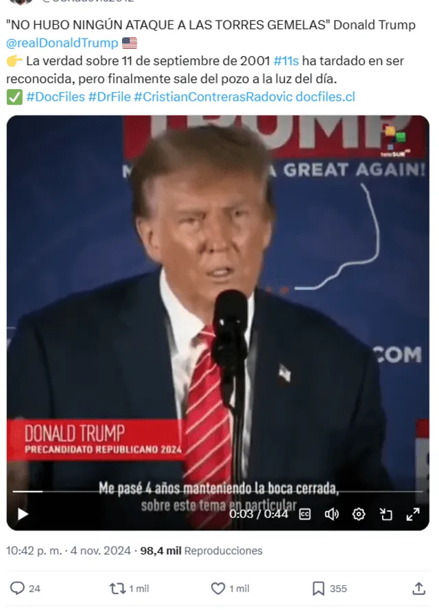  Desinformación sobre Donald Trump. Foto: captura en X.&nbsp;<br><br>    