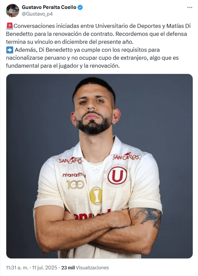 La información la dio a conocer el periodista Gustavo Peralta. Foto: vía X La información la dio a conocer el periodista Gustavo Peralta. Foto: vía X