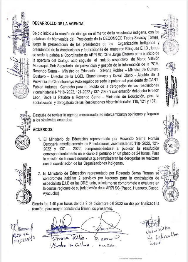 Acta de compromiso de Rosendo Serna