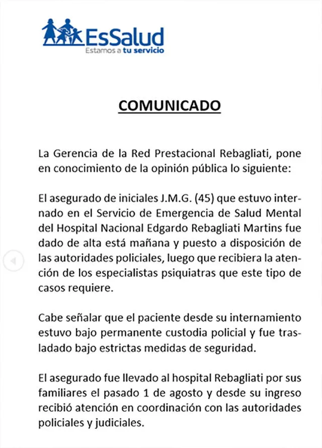 Comunicado de EsSalud