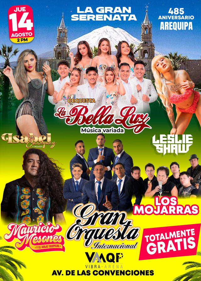 Evento en Arequipa 2025| Aniversario de Arequipa 2025 conciertos