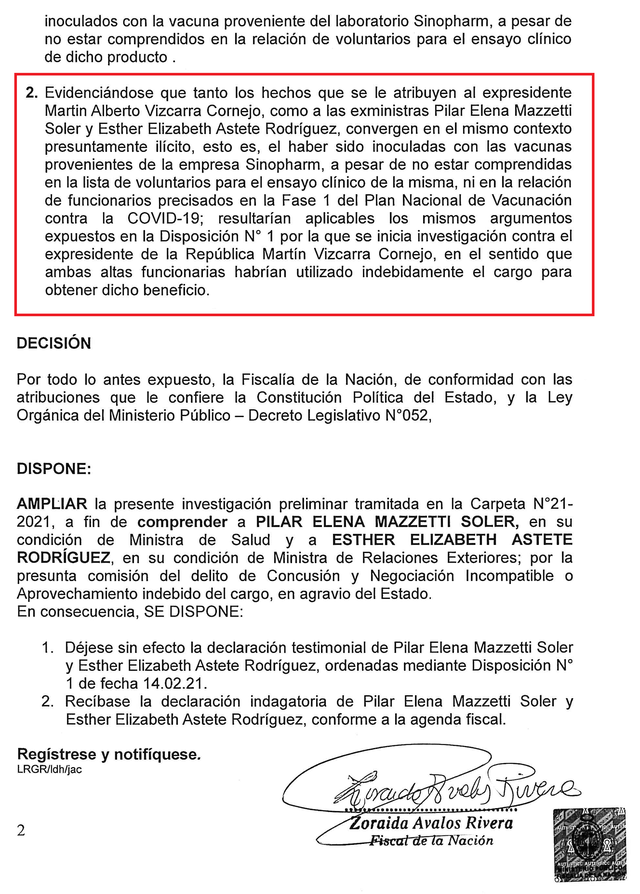 Resolución de Fiscalía de la Nación.