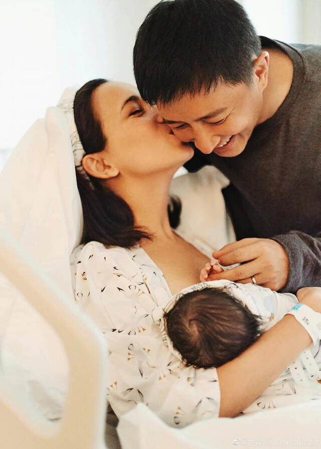 Hangeng junto a su esposa, Celina Jade, y su bebé. Foto: Weibo 