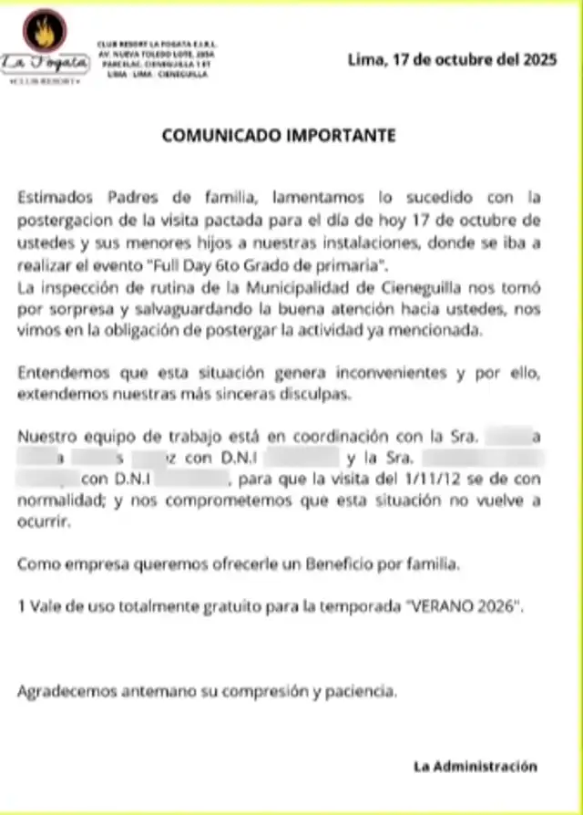 Comunicado falso. Foto: Difusión. Comunicado falso. Foto: Difusión.
