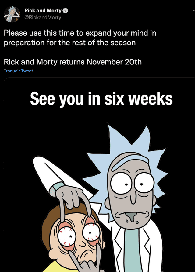 Adult Swim confirma que "Rick y Morty 6" volverá a emitirse el 20 de noviembre
