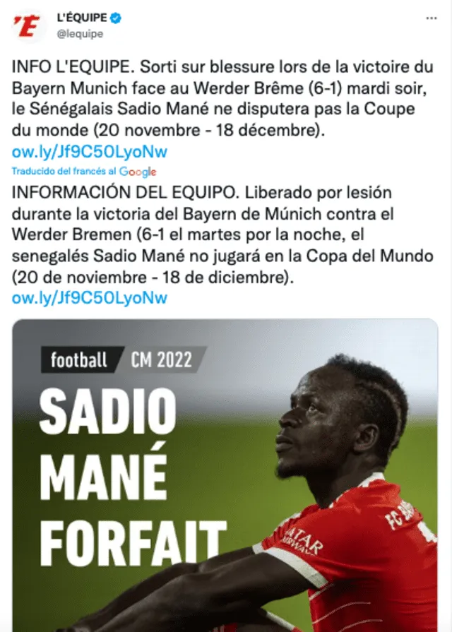 Sadio Mané fue campeón de la Copa África con Senegal. Foto: Twitter