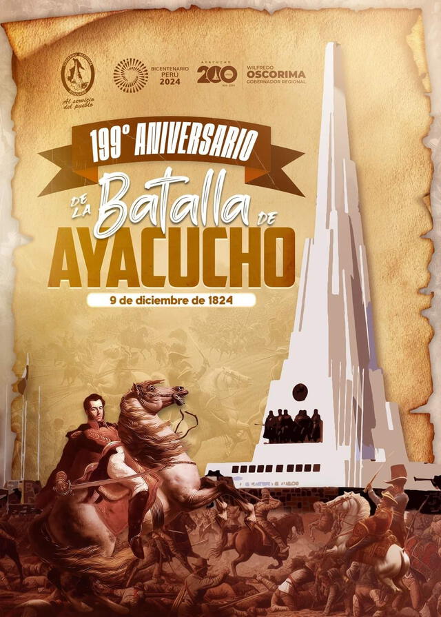  Afiche elaborado para conmemorar el 199 aniversario de este importante hito histórico. Foto: Facebook Mi Ayacucho Perú    
