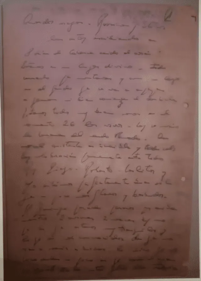 La carta que Gustavo Nicolich le escribió a su novia, Rossina. Foto: La tercera. 
