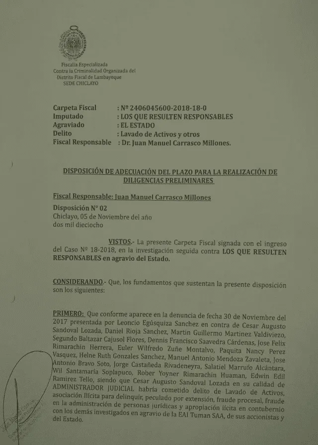 Jefe de asesores del Ministerio de Vivienda fue investigado por Juan Carrasco