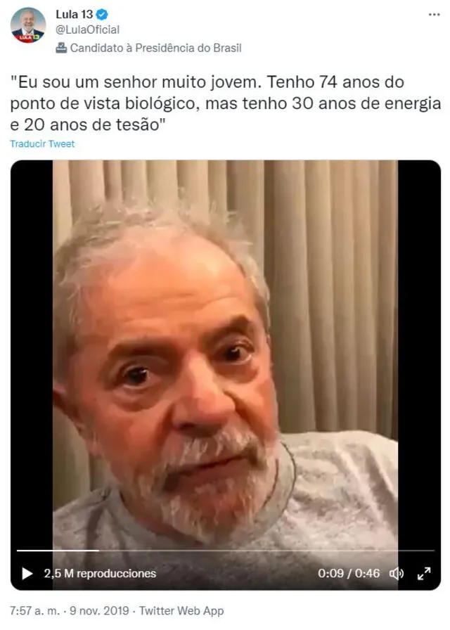 Video original. Foto: captura en Twitter  / Lula da Silva.