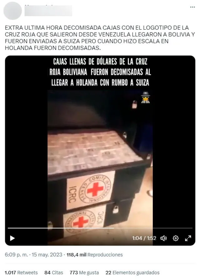  <strong>Post asegura que video “cajas llenas de dólares” de la Cruz Roja decomisadas recientemente en Holanda.</strong>   