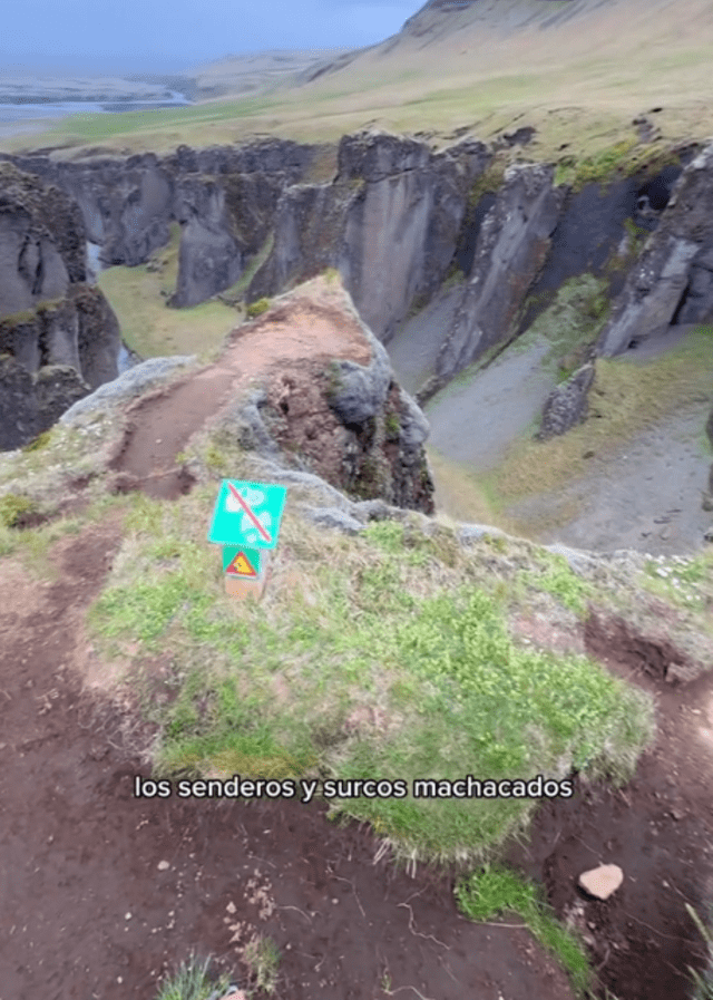 Las zonas del sendero del cañón Fjaðrárgljúfur tuvo un cambio en su ecosistema. Foto: TikTok/ Carlo Cuñado   