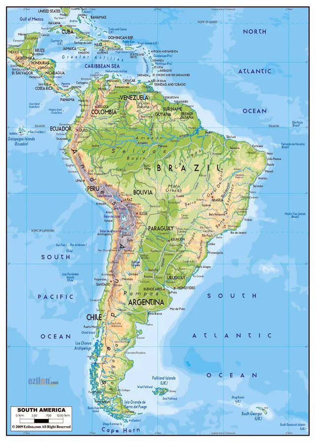 Anteriormente conocida como Guayana Holandesa, Surinam es el país más pequeño de Sudamérica. Foto: Mapas del mundo   