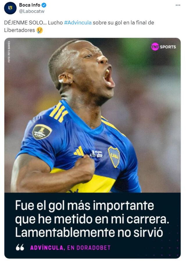  Hinchas sobre Luis Advíncula. Foto: captura 'X'/Boca Info 