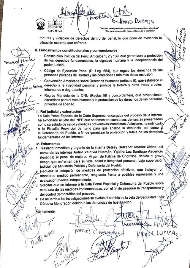 Congresistas solicitan trasladar a Betty Chávez a otro penal Congresistas solicitan trasladar a Betty Chávez a otro penal