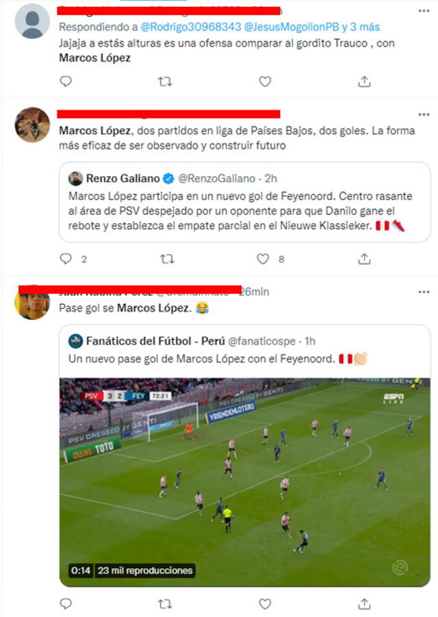 Comentarios sobre Marcos López. Foto: captura de Twitter