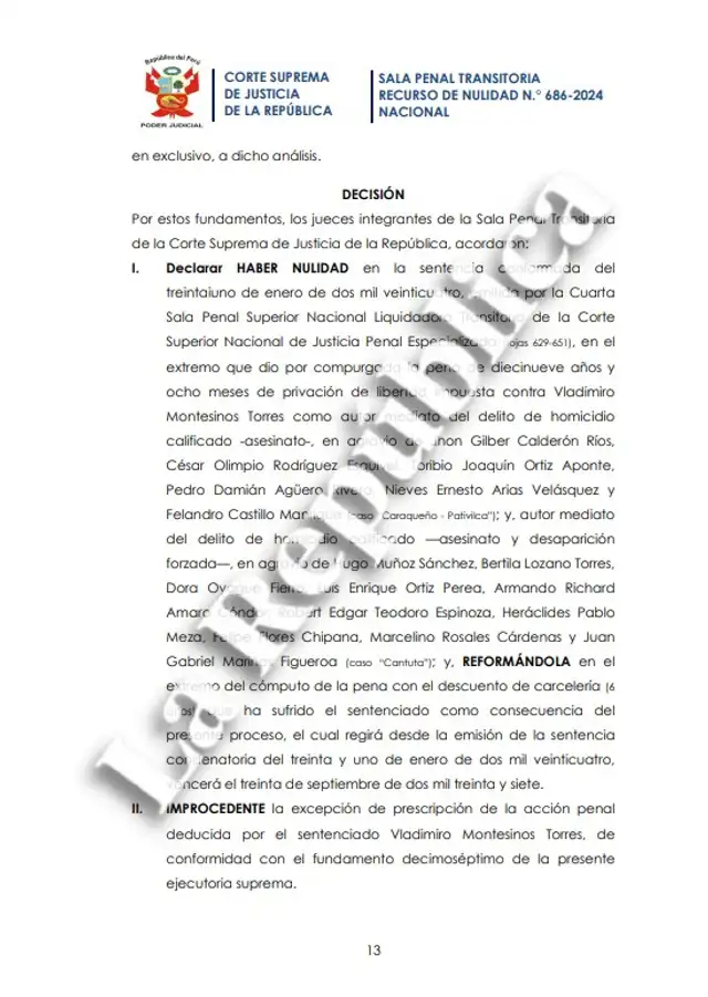  El exasesor presidencial seguirá en prisión hasta 2037. Foto: La República   