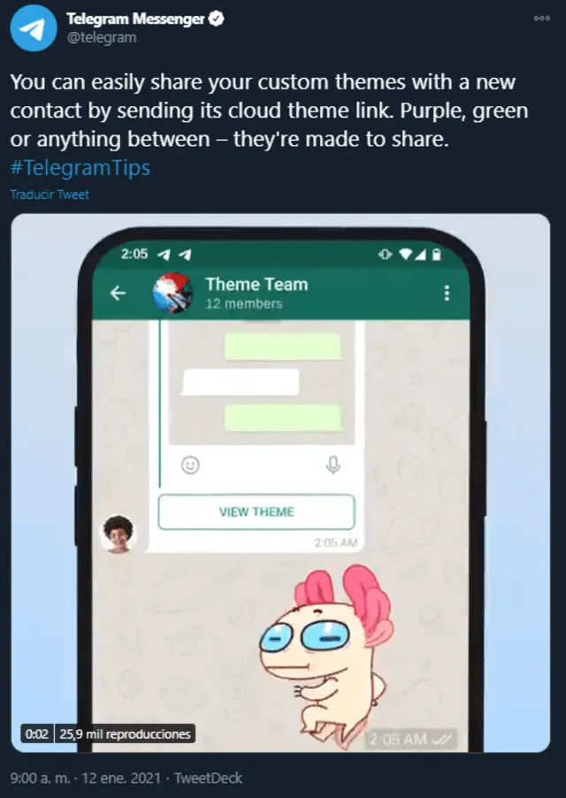 Telegram se convierte en WhatsApp gracias a este tema gratuito
