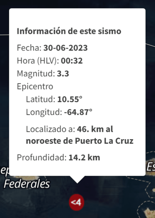  Último temblor registrado en Venezuela. Foto: Funvisis   