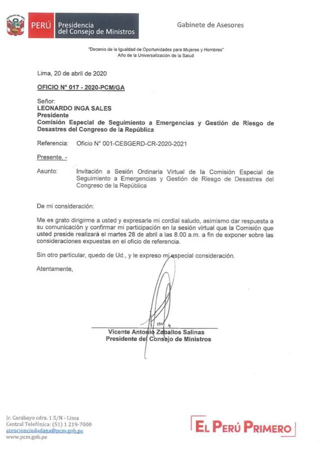 Documento enviado por Vicente Zeballos.