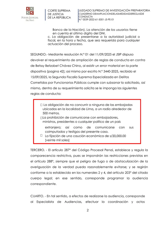  Solicitud de la Fiscalía contra Betssy Chávez   