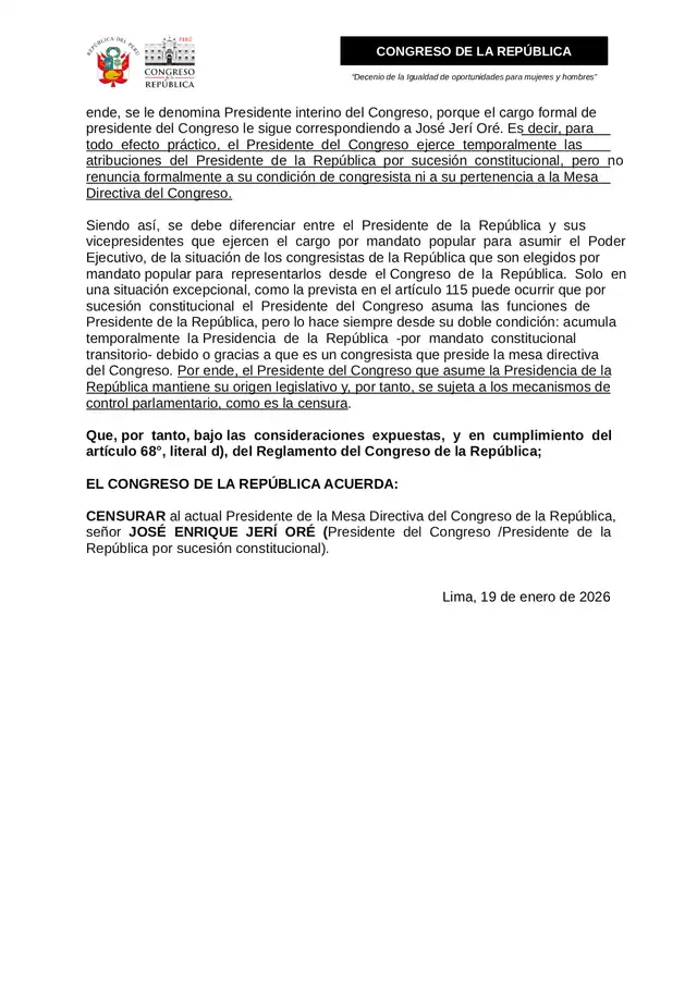  Moción de censura presentada contra José Jerí   