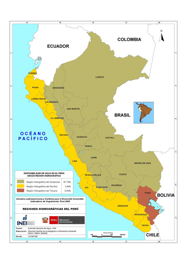  Regiones hidrográfica en el Perú. Foto: captura en web / ANA.    