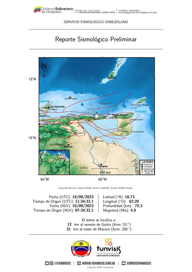 Temblor en Venezuela. Foto: Funvisis/X