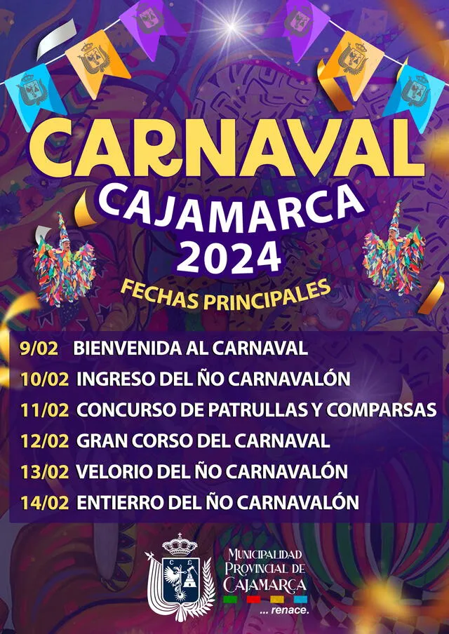 Cronograma del Carnaval de Cajamarca 2024