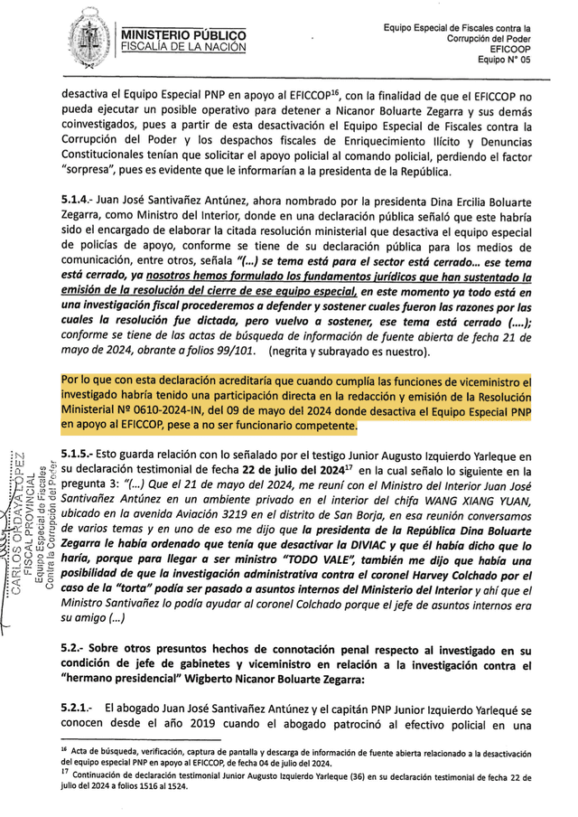 Disposición del fiscal Carlos Ordaya.   