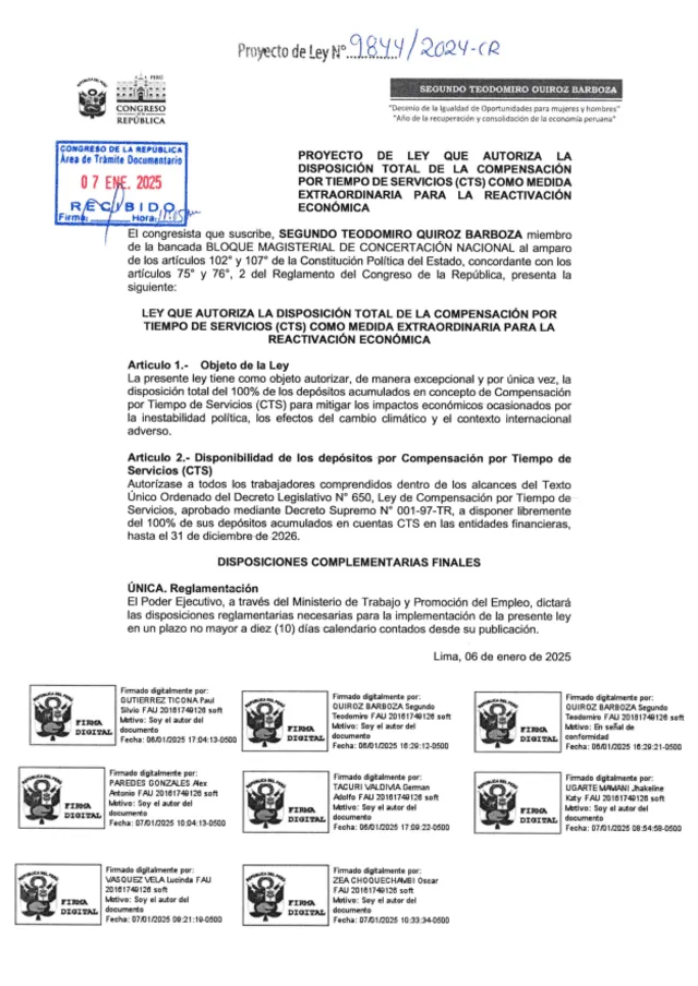  Proyecto de Ley N° 09844/2024-CR   