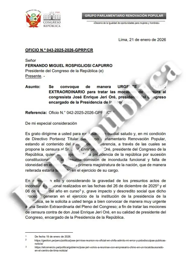  Según fuentes del Congreso, se espera que al final de día se tengan 60 firmas. Foto: La República   