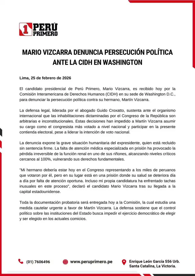 Mario Vizcarra representará a su hermano y expresidente ante la CIDH. Foto: difusión Mario Vizcarra representará a su hermano y expresidente ante la CIDH. Foto: difusión