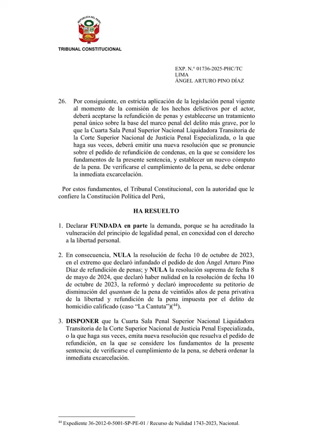 Fallo en favor de Ángel Arturo Pino Diaz | Fuente: Epicentro. Fallo en favor de Ángel Arturo Pino Diaz | Fuente: Epicentro.